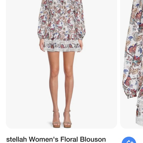 Stellah Lace Trim Blouson Mini Dress Large Fall winter colors - Picture 3 of 3